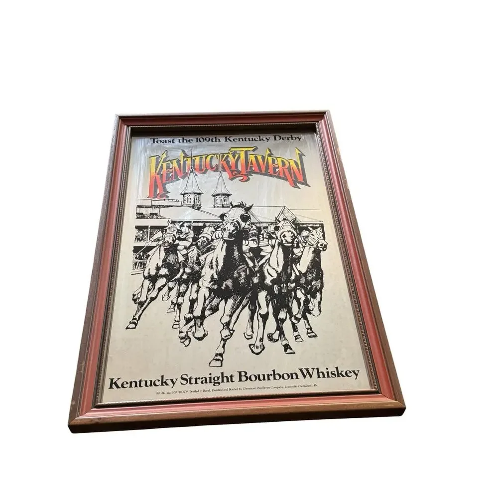 Vintage‎ Kentucky Tavern Bourbon Mirror 1983 Derby 109 Horse Racing Bar Decor